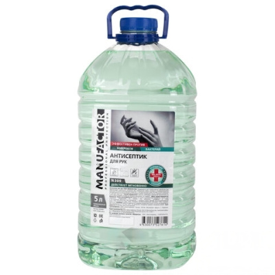 Антисептик для рук и поверхностей спиртосодержащий (70%) 5 л MANUFACTOR, дезинфицирующий, жидкость., N 309