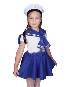 Детский карнавальный костюм Морячка (бескозырка, воротник, юбка)