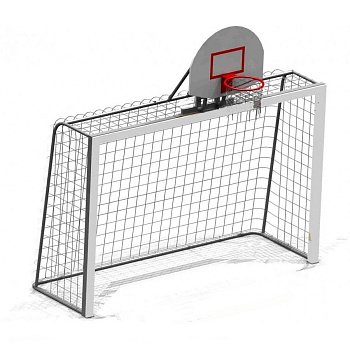 Гандбольные ворота (без сетки) с баскетбольным щитом и кольцом (с сеткой)