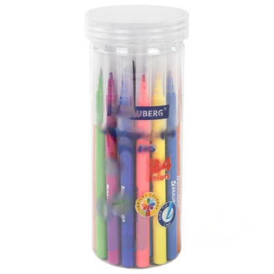 Фломастеры в тубе классические 24 цвета, вентилируемый колпачок, BRAUBERG "PREMIUM", 152199