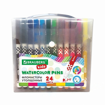 Фломастеры в портфельчике утолщенные 24 цвета, вентилируемый колпачок, BRAUBERG KIDS, 152186