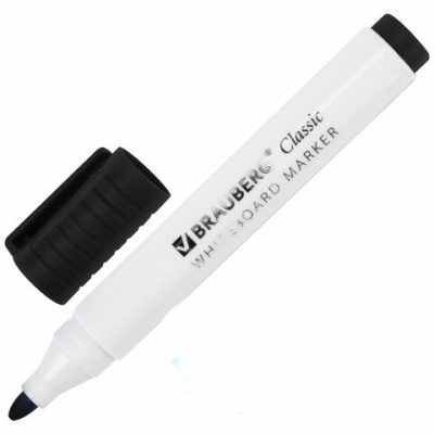 Маркер стираемый для белой доски ЧЕРНЫЙ, BRAUBERG "CLASSIC", 3 мм, с клипом, 152113