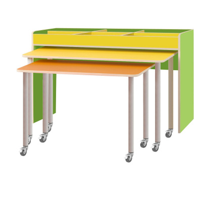 Комплект мебели детский (стол-тумба с витриной, 2 стола выкатных)