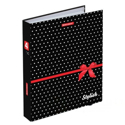 Тетрадь на кольцах А5 165х215 мм, 120 л., твердый картон, клетка, BRAUBERG, "Стиль", 402006