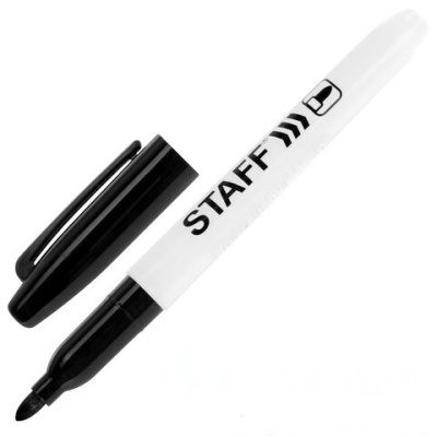 Маркер стираемый для белой доски ЧЕРНЫЙ, STAFF EVERYDAY, 2,5 мм, тонкий корпус, 151093
