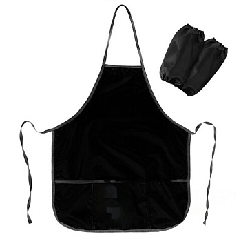 Фартук с нарукавниками для уроков труда ПИФАГОР, увеличенный размер, 45х60 см, черный, 271092