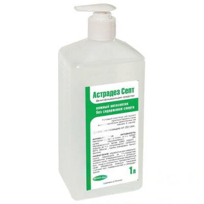 Антисептик для рук и поверхностей бесспиртовой с дозатором 1л АСТРАДЕЗ-СЕПТ, дезинфицирующий, жидкость
