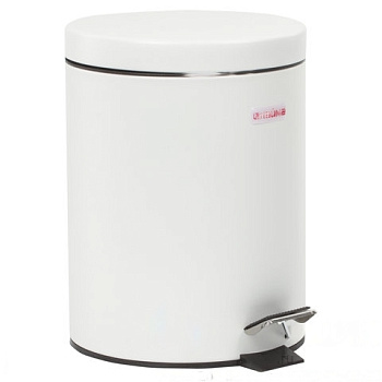 Ведро-контейнер для мусора (урна) с педалью LAIMA "Classic", 5 л, белое, глянцевое, металл, со съемным внутренним ведром, 604947