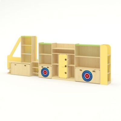 Стенка для игрушек Автопоезд, 3800х310х1310 мм