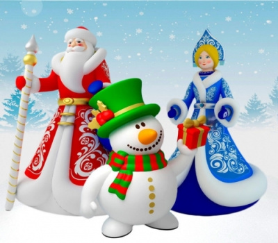 Комплект надувных фигур Дед Мороз, Снегурочка, Снеговик