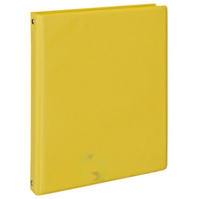 Тетрадь на кольцах А5 180х220 мм, 80 л., обложка ПВХ, клетка, BRAUBERG, желтый, 403912