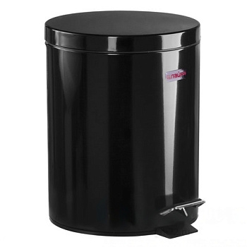 Ведро-контейнер для мусора (урна) с педалью LAIMA "Classic", 5 л, черное, глянцевое, металл, со съемным внутренним ведром, 604943