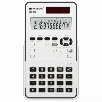 Калькулятор инженерный двухстрочный BRAUBERG SC-980 (151x85 мм), 401 функция, 10+2 разрядов, двойное питание, 250527