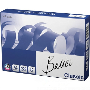 Бумага офисная БОЛЬШОГО ФОРМАТА (297х420), А3, 80 г/м2, 500 л., марка В, BALLET CLASSIC, 153% (CIE)
